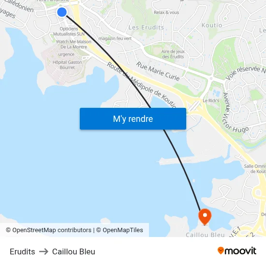 Erudits to Caillou Bleu map