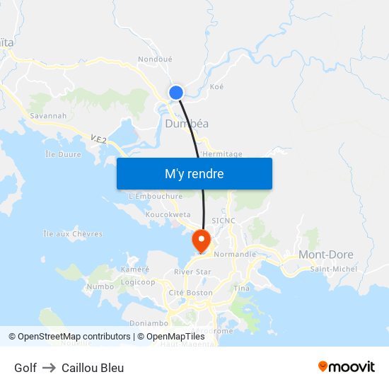 Golf to Caillou Bleu map