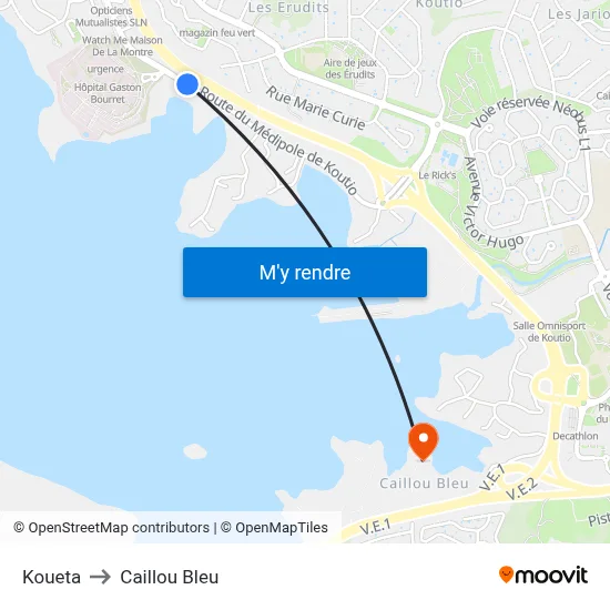 Koueta to Caillou Bleu map