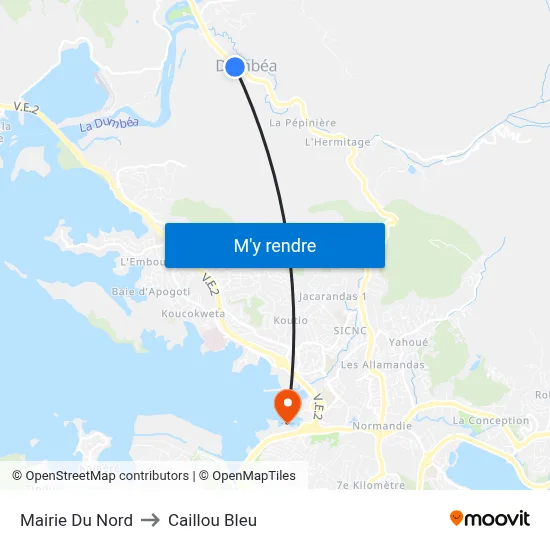 Mairie Du Nord to Caillou Bleu map