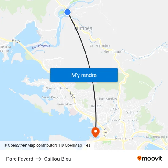 Parc Fayard to Caillou Bleu map