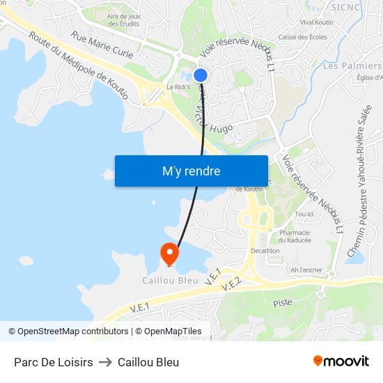 Parc De Loisirs to Caillou Bleu map