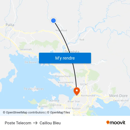 Poste Telecom to Caillou Bleu map