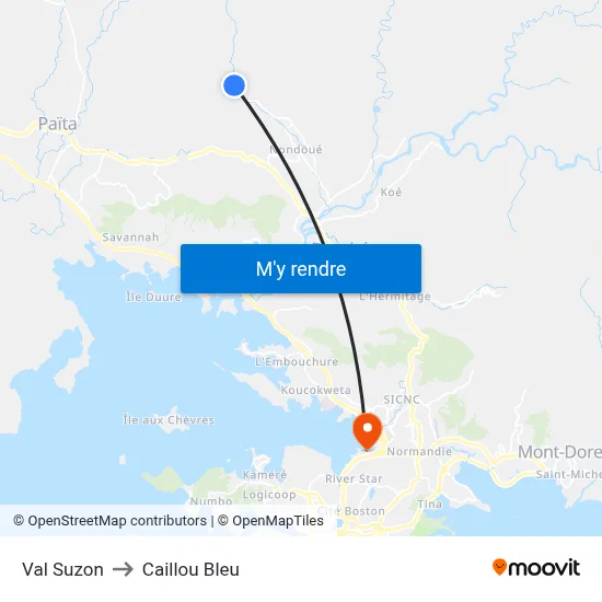 Val Suzon to Caillou Bleu map