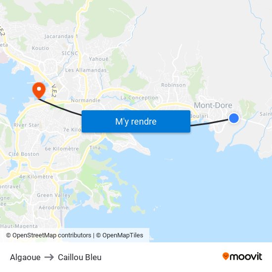 Algaoue to Caillou Bleu map