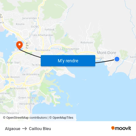 Algaoue to Caillou Bleu map