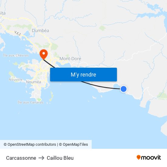 Carcassonne to Caillou Bleu map