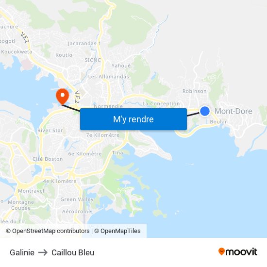 Galinie to Caillou Bleu map