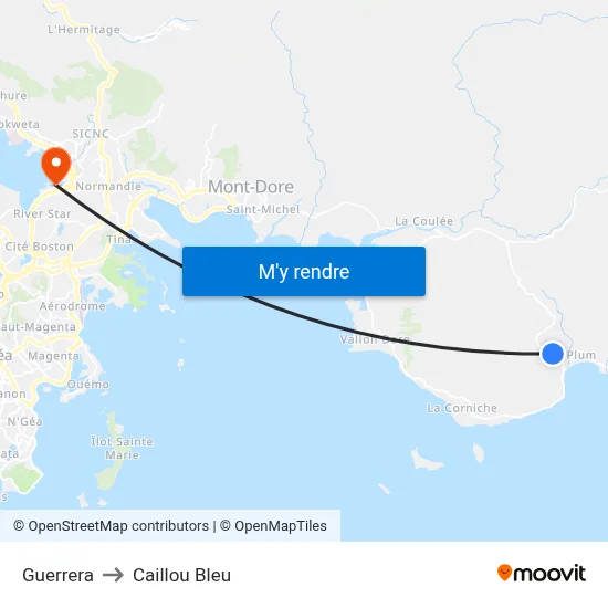Guerrera to Caillou Bleu map