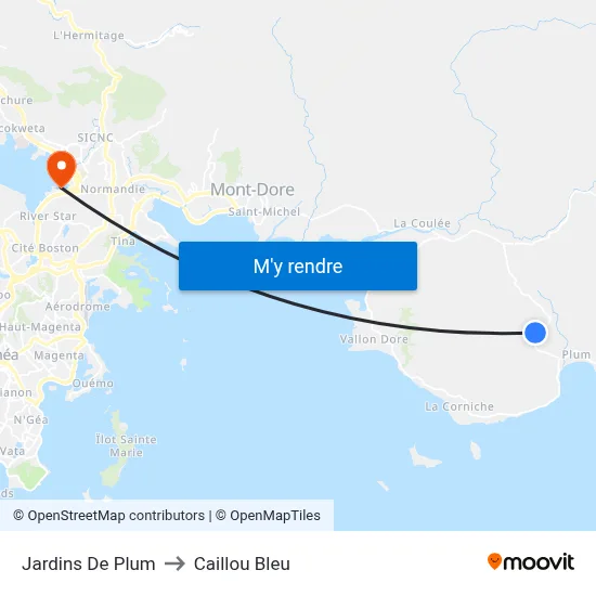 Jardins De Plum to Caillou Bleu map
