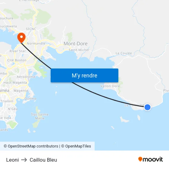 Leoni to Caillou Bleu map