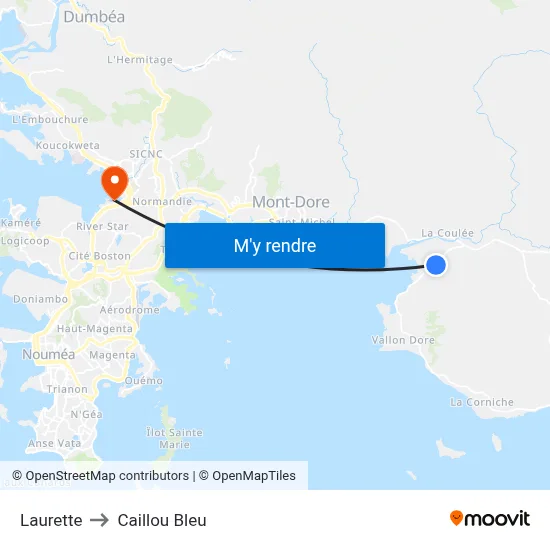 Laurette to Caillou Bleu map