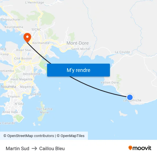 Martin Sud to Caillou Bleu map