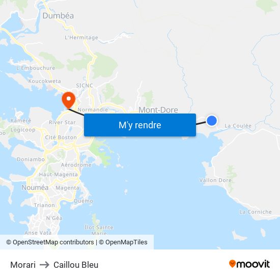 Morari to Caillou Bleu map