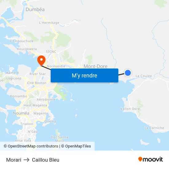 Morari to Caillou Bleu map