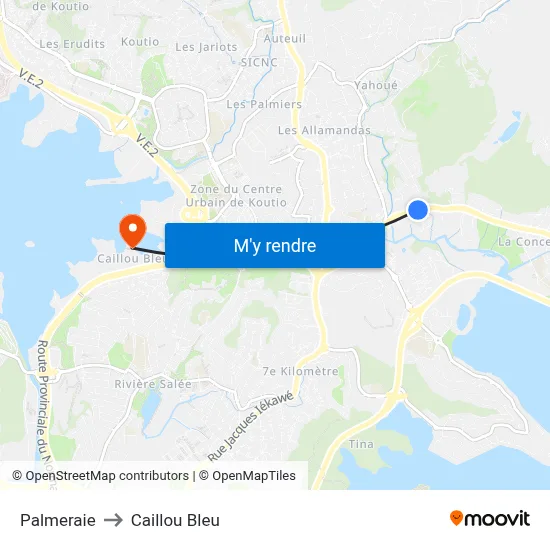 Palmeraie to Caillou Bleu map