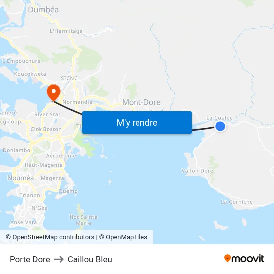 Porte Dore to Caillou Bleu map