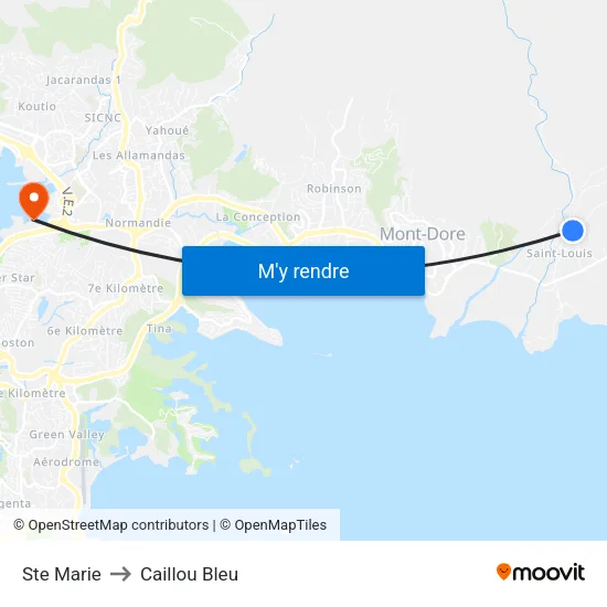 Ste Marie to Caillou Bleu map