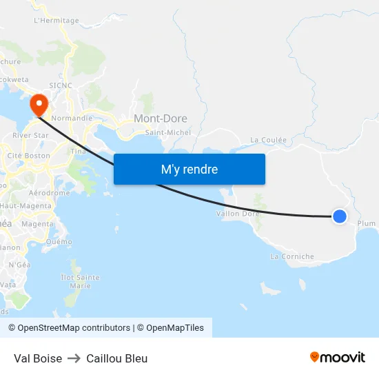 Val Boise to Caillou Bleu map