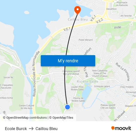 Ecole Burck to Caillou Bleu map