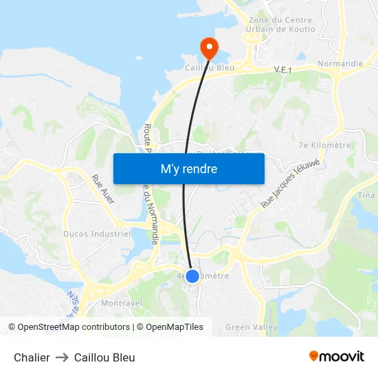 Chalier to Caillou Bleu map
