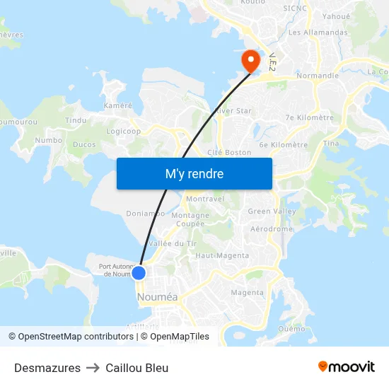 Desmazures to Caillou Bleu map