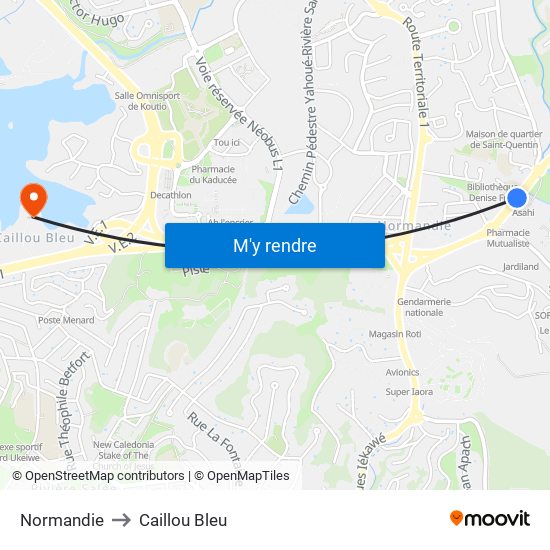 Normandie to Caillou Bleu map