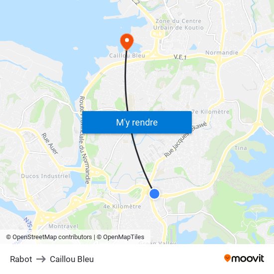 Rabot to Caillou Bleu map