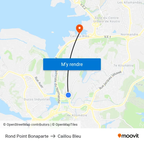 Rond Point Bonaparte to Caillou Bleu map