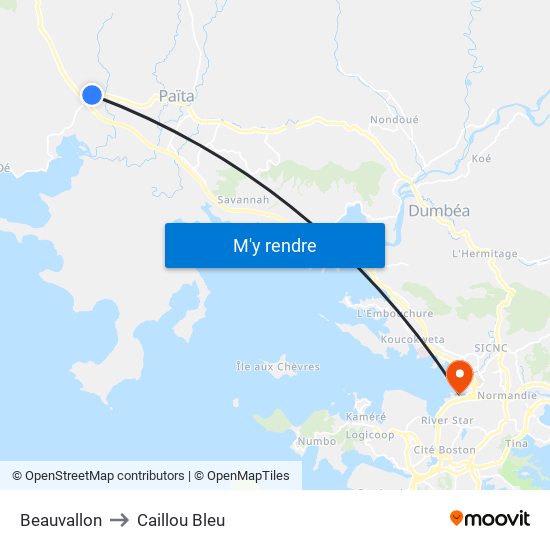 Beauvallon to Caillou Bleu map
