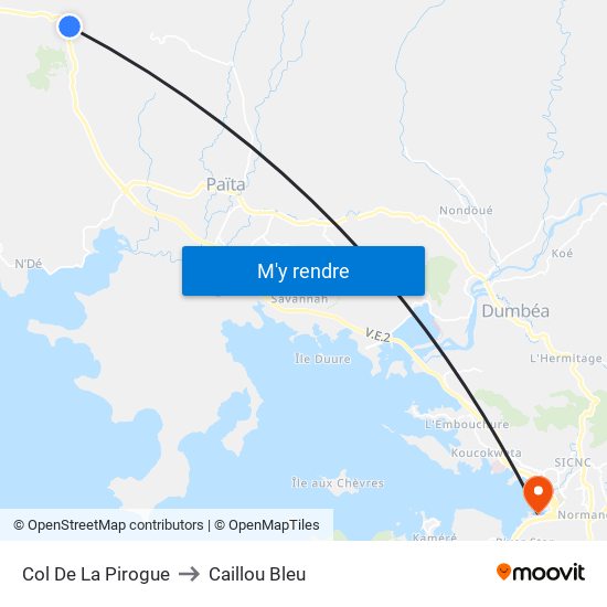 Col De La Pirogue to Caillou Bleu map