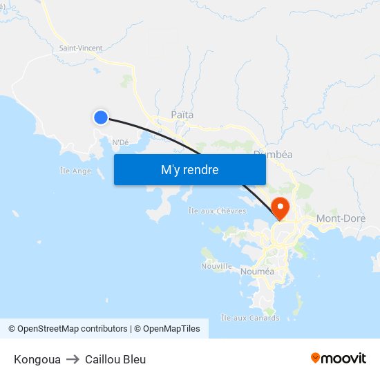Kongoua to Caillou Bleu map