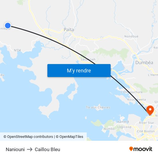 Naniouni to Caillou Bleu map