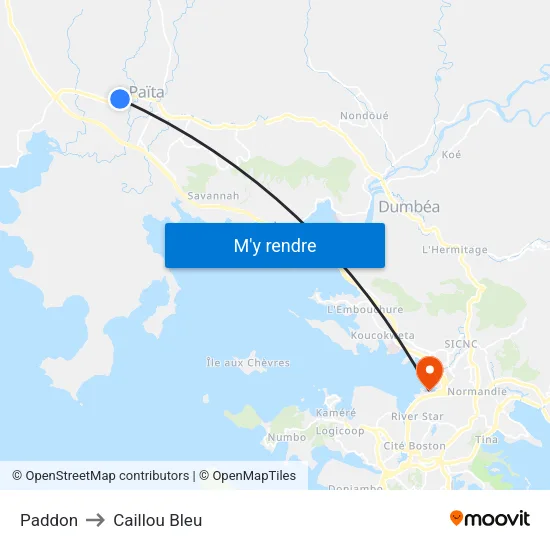 Paddon to Caillou Bleu map