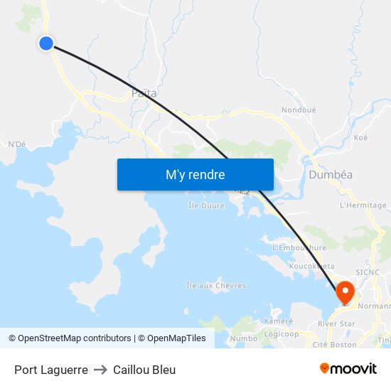 Port Laguerre to Caillou Bleu map