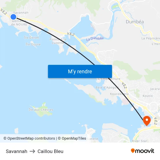 Savannah to Caillou Bleu map