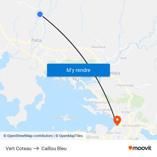 Vert Coteau to Caillou Bleu map