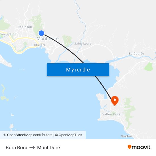 Bora Bora to Mont Dore map