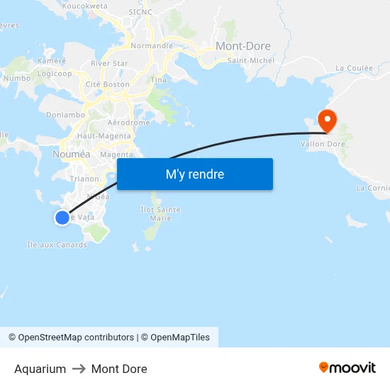 Aquarium to Mont Dore map