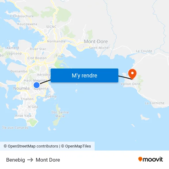 Benebig to Mont Dore map