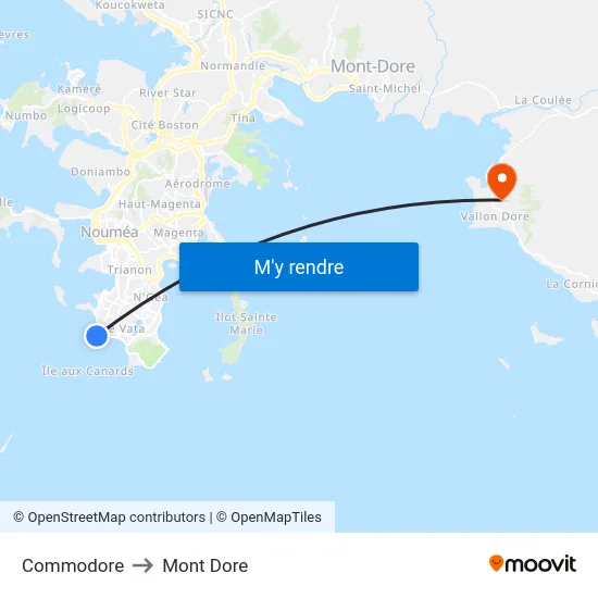 Commodore to Mont Dore map