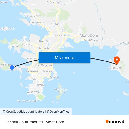 Conseil Coutumier to Mont Dore map