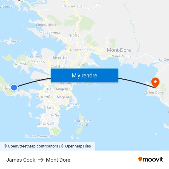 James Cook to Mont Dore map