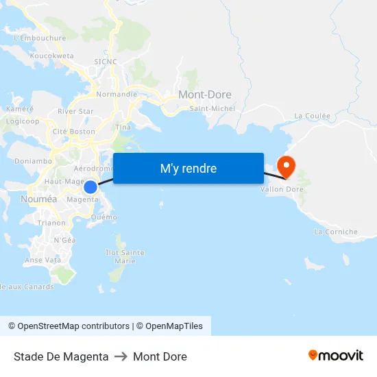 Stade De Magenta to Mont Dore map