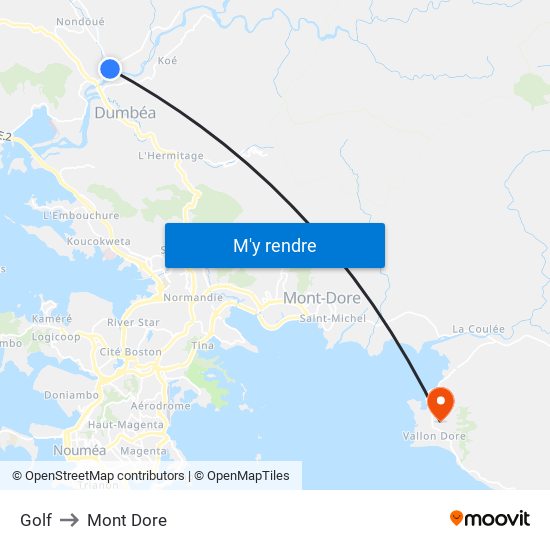 Golf to Mont Dore map