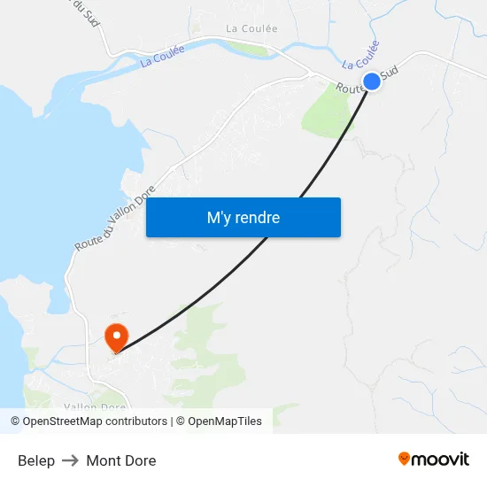 Belep to Mont Dore map