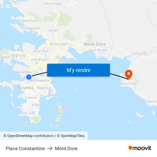 Place Constantine to Mont Dore map