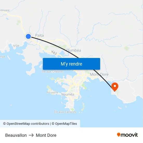 Beauvallon to Mont Dore map