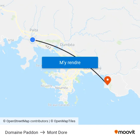 Domaine Paddon to Mont Dore map