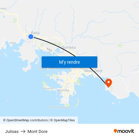 Julisas to Mont Dore map